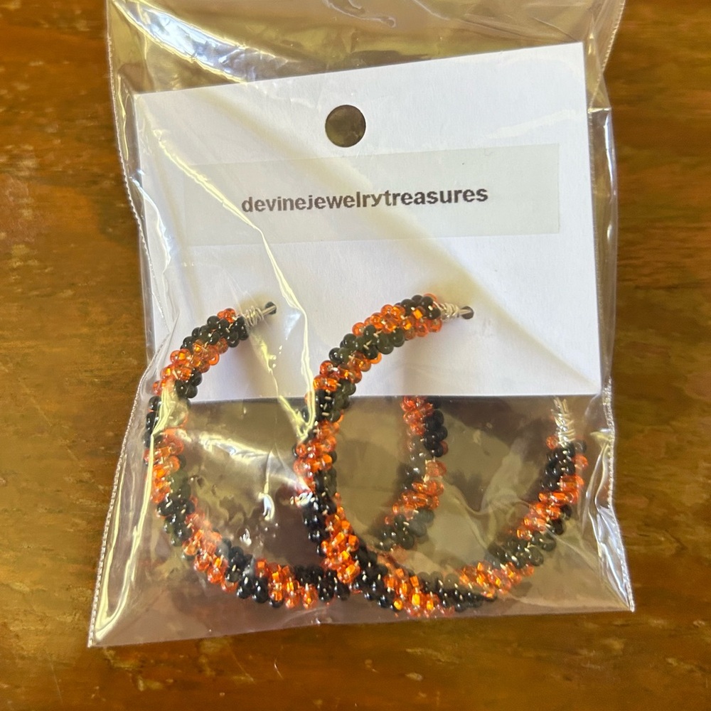 Handmade Halloween hoop earrings
